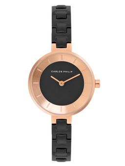 Carlos Philip - Women's Black Analog Watch (Celestia Series T01110A-2) (M)