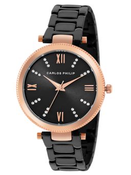 Carlos Philip - Women's Black Analog Watch (Enchante Series B01707M-1) (M)
