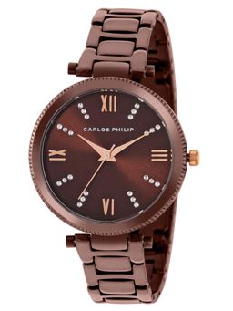 Carlos Philip - Women's Brown Analog Watch (Enchante Series B01707M-3) (M)