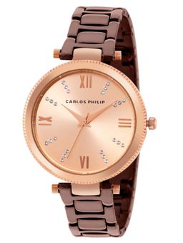 Carlos Philip - Women's Gold Analog Watch (Enchante Series B01707M-5) (M)
