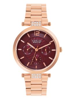 Carlos Philip - Women's Maroon Analog Watch (Stella Series O527 - 1) (M)