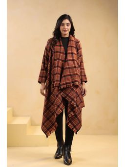 Zamour - Woven Checkered Woollen Shrug Cardigan