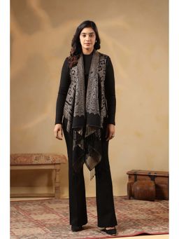 Zamour - Woven Zari Black Shrug for Women