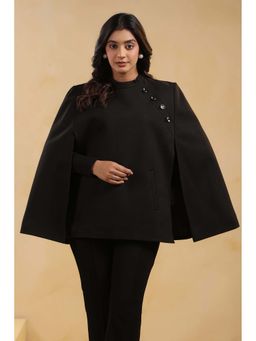 Zamour - Black Tweed Premium Cape Coat Jacket