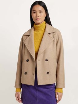 United Colors of Benetton - Lapel Collar Solid Coat