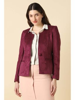 Allen Solly - Women Maroon Solid Formal Blazer