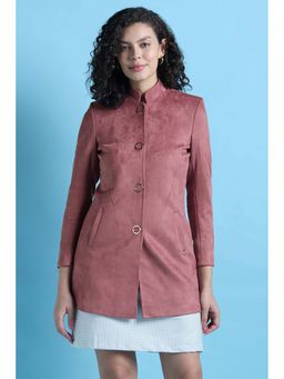 Allen Solly - Women Maroon Solid Formal Blazer