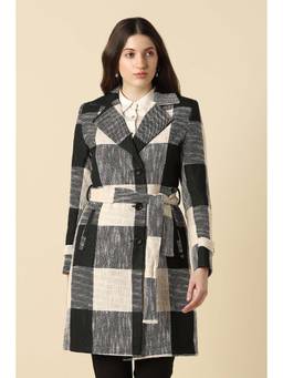 Allen Solly - Women Beige Check Casual Jacket with Belt