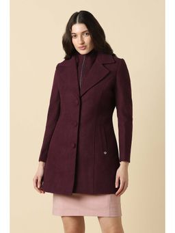 Allen Solly - Women Maroon Solid Formal Blazer