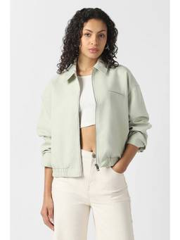 Van Heusen - Women Green Solid Casual Jacket