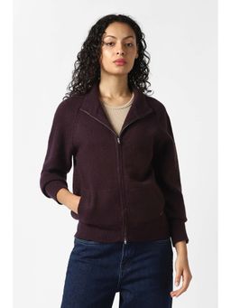 Van Heusen - Women Maroon Solid Casual Jacket