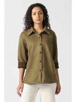 Van Heusen - Women Olive Solid Casual Jacket