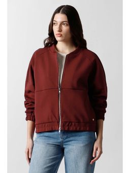 Van Heusen - Women Maroon Solid Casual Jacket