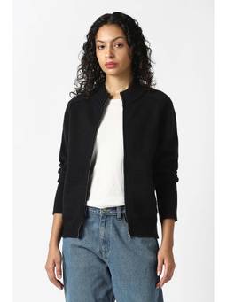 Van Heusen - Women Black Solid Casual Jacket
