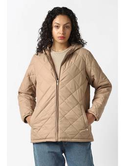Van Heusen - Women Beige Solid Casual Jacket
