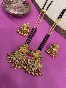 Digital Dress Room - Multi Stones Long Mangalsutra with Earrings Set