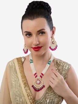 Zaveri Pearls - Multi-Color Meenakari Stones Multistrand Jewellery Set