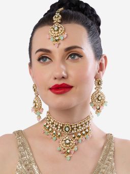 Zaveri Pearls - Multi-Color Stones Beads Meenakari Jewellery Set