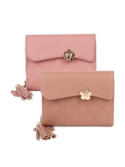 NFI Essentials - PU Women Pink & Brown Mini Wallet - Pack of 2
