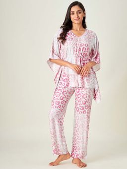 The Kaftan Company - White Animal Print Loungeset
