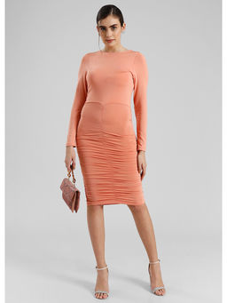 IKI CHIC - Pink Ruched Slim Fit Bodycon Dress