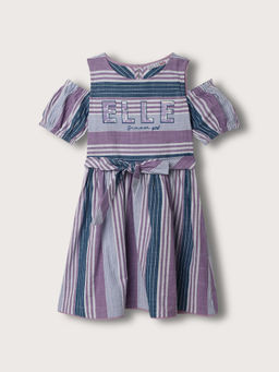 ELLE - Kids Girls Multi Round Neck Jacquard Dress