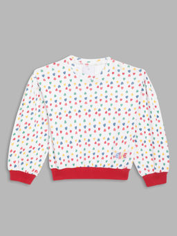 ELLE - Kids Girls White Printed Round Neck Top
