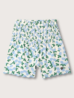 Blue Giraffe - Girls White Printed Regular Fit Shorts