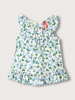 Blue Giraffe - Girls White Printed Round Neck Top