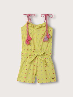 Blue Giraffe - Girls Lime Yellow Printed Playsuit
