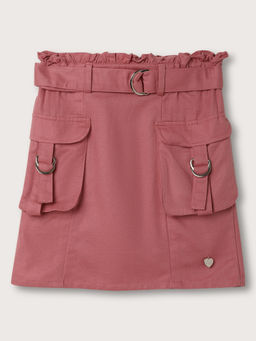 Blue Giraffe - Girls Dusty Pink Solid Regular Fit Skirt