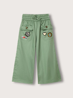 Blue Giraffe - Girls Olive Solid Regular Fit Trouser