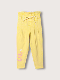 ELLE - Kids Girls Lemon Yellow Solid Loose Fit Jeans