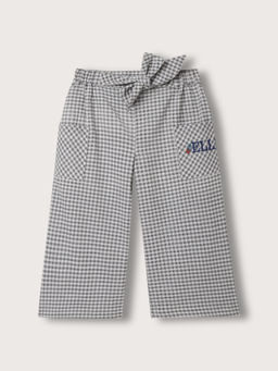 ELLE - Girls White Checked Wide Leg Fit Trouser