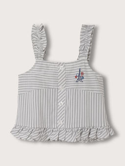 ELLE - Girls Grey Striped Sleeveless Top