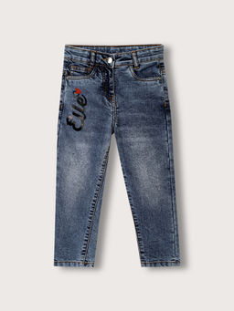 ELLE - Kids Girls Blue Solid Straight Fit Jeans