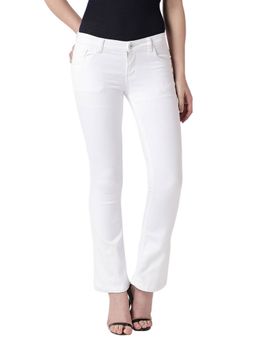 High Star - White Women's Stretchable Regular Fit Cropped Jeans