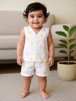 Nuego - Infants Unisex Flower Print Pure Organic Cotton Muslin Co-Ord Set