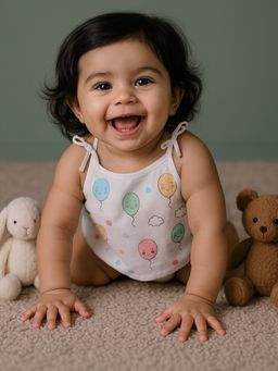 Nuego - Infants Unisex Balloon Print Pure Organic Cotton Muslin Knot Jabla