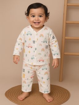 Nuego - Infants Unisex Car Print Pure Organic Cotton Jabla and Pyjama