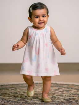 Nuego - Infants Girls Butterfly Print Pure Organic Cotton Muslin Zip Frock