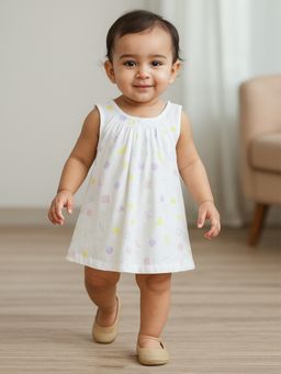 Nuego - Infants Girls Geometric Print Pure Organic Cotton Muslin Zip Frock