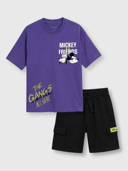 Napchief - Unisex Mickey Squad Cargo Short with T-shirt