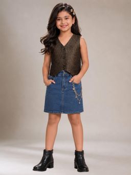 Lil Drama - Glam up Girls Party Olive Top