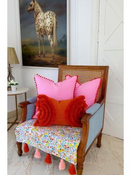 THROW PILLOW - White Petal Carnival with Tassels Sofa Cover