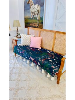 THROW PILLOW - Green Bloom & Leaf Nature Printed with Tassel Sofa Cover