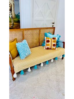 THROW PILLOW - Yellow Diamond Shape Print with Tassels Sofa Cover