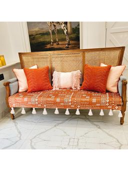 THROW PILLOW - Orange Terracotta Sofa Cover with Tassels