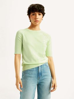 Levi's - Women Solid Light Green Round Neck Top