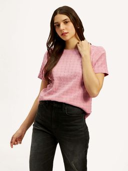 Levi's - Women Textured Pink Round Neck Top